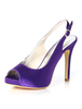 Lila Mutter Schuhe Satin Peep Toe Slingbacks Hochzeit Schuhe High Heel Hochzeitsgast Schuhe