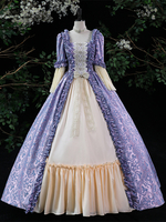 Lila Retro-Kostüme Damen Rüschen Marie Antoinette Kostüm Polyester Kleid ROKOKO Stil 18. Jahrhundert Kostüm