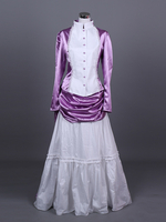 Lila Retro-Kostüme Marie Antoinette-Kostüm für Damen Farbblock Rüschen Polyester-Set Rock Oberteil Retro-Kostüm aus dem 18. Jahrhundert