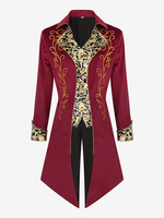 Lila Vintage Top Retro Knöpfe Blumendruck Farbblock Mantel