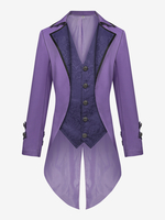 Lila Vintage Top Retro Polyester Knöpfe Lange Ärmel Retro Kostüme für Mann