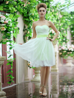 Lime grün trägerlos Sash Bow Spitze Organza Brautjungfer Kleid Milanoo