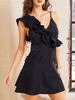 Little Black Dress Damen Skaterkleider Rüschen Ärmelloses ausgestelltes Kleid