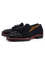 Loafer aus Stoff mit Nieten im Slip-On Style in Schwarz