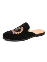 Loafer-Schuhe für Herren zum Hineinschlüpfen; bestickt; runder Zeh; PU-Leder