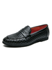 Loafer Schuhe für Männer Schwarz Plaid Slip-On Leder Partyschuhe Abendschuhe