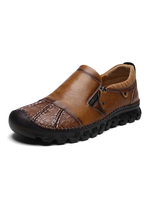 Loafer Schuhe für Männer Slip-On Artwork Round Toe Leder Herren Low-Tops Schuhe