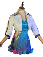 LOL League Of Legends Seraphine KDA Skins Cosplay Kostüm Warmweißer Polyestermantel Kopfbedeckung Kleid Cosplay Kostüm Set
