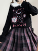 Lolita Bluse für Damen Schwarz Polyester Peter Pan Kragen Langarm Polyester Lolita T-Shirt