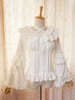 Lolita Bluse Spitze lange Hime Ärmel Genick schnallen Round Rüschen Kragen
