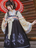Lolita Blusen Hellgold Chinesischer Stil Langarm Schnürrüschen Lolita Top