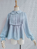 Lolita Blusen Hellhimmelblau Lange Ärmel Peter Pan Kragen Rüschen Schleifen Lolita Top Lolita Shirt