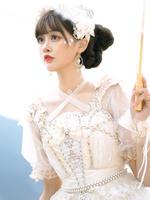 Lolita Blusen Light Apricot Halbarm Bögen Polyester Bowknot Lolita Top Sweet Lolita Shirt