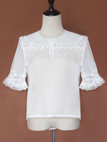 Lolita Blusen Weiß Kurzarm Transparent Lolita Shirt Sweet Tops