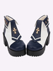 Lolita Boots mit Farbblock und Blockabsatz Naval Style Platform Zwei Tone in Dunkelblau