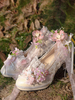 Lolita-Brautkleid Lolita-Schuhe lila Farbblock Spitze Blumen Schleifen runde Zehenpartie PU-Leder-Lolita-Pumps