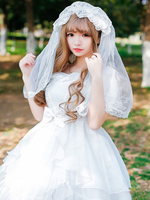 Lolita Brautkleid Neverland White Bows Rüschen Kurzarm Lolita One Piece Kleider