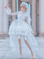 Lolita Brautkleid OP Spitze Langarm Rüschen Lolita Einteilige Kleider