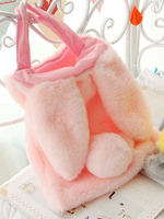 Lolita Dreieck-Rucksack mit Hase Muster Kunstfell im süßen und hübschen Style Kunstfell Handtasche