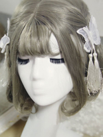 Lolita Haar-Accessoires in Weiß mit Schmetterling Muster im süßen und hübschen Style Set Polyester