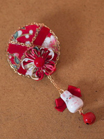 Lolita Haar-Accessoires mit Farbblock in Rot Accessoires Kimono für Alltag purem Silber mit Kopfschmuck