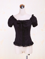 Lolita Hemd aus Baumwolle in Schwarz