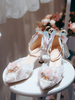 Lolita Hochzeitskleid Lolita Schuhe Rosa Blumen Spitze Rüschen Spitzschuh Satin Lolita Pumps