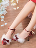 Lolita Hochzeitskleid Lolita Schuhe Rote Schleifen Stöckelabsatz Lolita Pumps