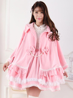 Lolita Jacke Polyester mit Umlegekragen und langen Ärmeln und Schleife in Rosa