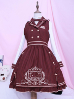 Lolita JSK Kleid akademischen Stil Burgundy Stripe Lolita Pullover Röcke