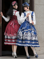 Lolita JSK Kleid Burgund Ärmellose Polyester Stoff Lolita Pullover Röcke