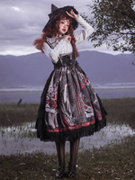Lolita JSK Kleid Schwarz Silber Ärmellose Schleifen Polyesterfaser Lolita Pullover Röcke