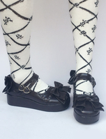 Lolita Keil Schuhe Double Strap Bogen süße Lolita Schuhe