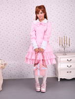 Lolita Kleid aus Baumwolle mit Schleife und Rüschen in Rosa