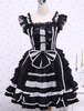 Lolita Kleid aus Baumwolle mit viereckigem Ausschnitt und Spitzen