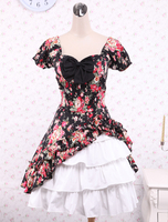 Lolita Kleid mit Herz-Ausschnitt und Rüschen in Multifarben