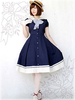 Lolita Kleid mit kurzen Ärmeln im Schuluniform-Style und Falten