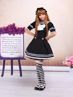 Lolita Kleid mit kurzen Ärmeln und weißer Schleife