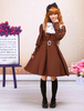 Lolita Kleid mit langen Ärmeln und Taillenband in Braun