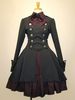 Lolita Kleid mit Rollkragen und langen Ärmeln gotisch und Schleife in Schwarz Lolita Rock 2021