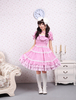 Lolita Kleid mit Spitze und kurzen Ärmeln in Rosa