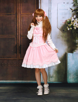 Lolita Kleid mit Trägern und Durchziehband in Rosa