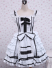 Lolita Kleid mit Trägern und Rüschen in Weiß