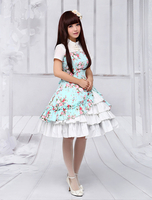 Lolita Kleid mit zappelnden Rüsche in Ozeanblau