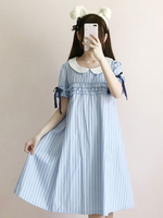 Lolita Kleid OP Band Rüschen Blau Lolita Einteiliges Kleid