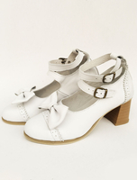 Lolita klobige Heels weiß Doppelband süße Lolita Schuhe mit Schleife