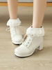 Lolita Knöchel Rosa PU Leder Runde Zehen Chunky Heel Sweet Lolita Booties Schuhe