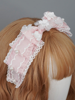 Lolita Kopfschmuck Hellrosa Polyesterfaser Schleifen Kopf Blume Lolita Haarschmuck