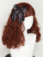 Lolita Kopfschmuck Schwarz Silber Polyester Faser Bowknot Lolita Haarschmuck
