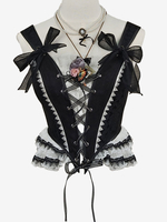 Lolita Korsett für Frauen schwarz Rüschen Polyester